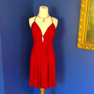 Ruby red cocktail party dress rhinestone jewels Y2K homecoming dance NWT 💃🏻